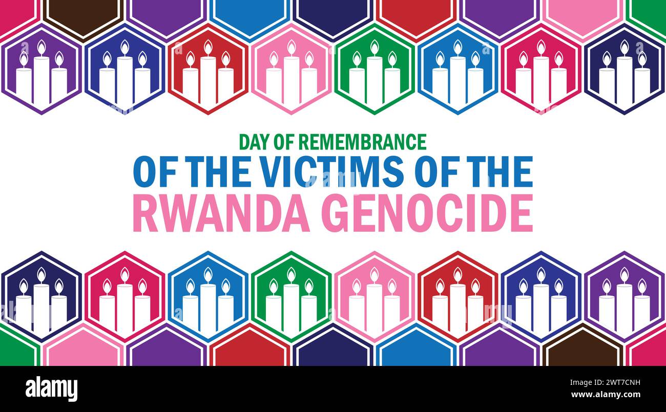 Journée du souvenir des victimes du génocide rwandais papier peint avec typographie. Journée de commémoration des victimes du génocide rwandais Illustration de Vecteur