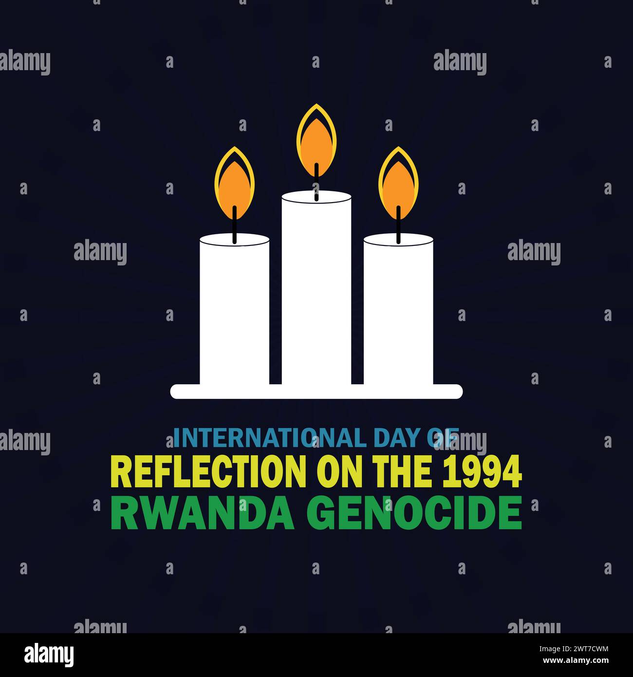 Journée internationale de réflexion sur le génocide rwandais de 1994. Concept de vacances. Modèle pour fond, bannière, carte, affiche avec inscription de texte Illustration de Vecteur