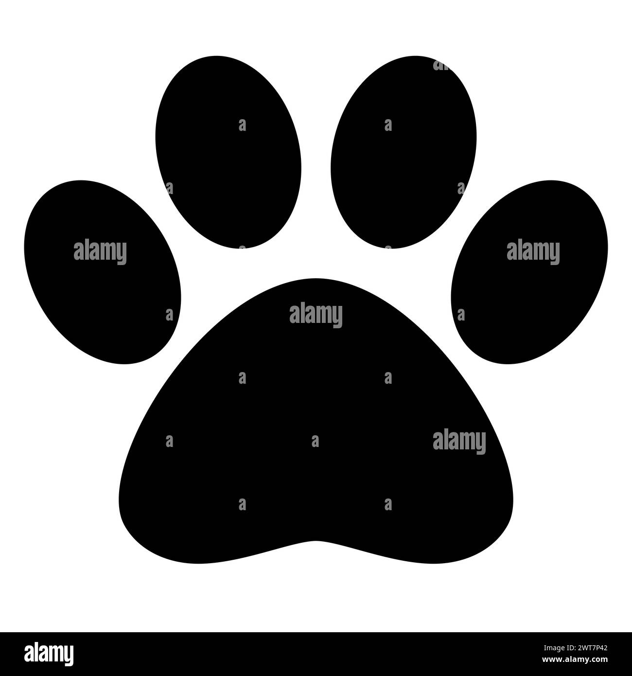 piste animale, illustration de dessin animé de silhouette vectorielle noir et blanc Illustration de Vecteur