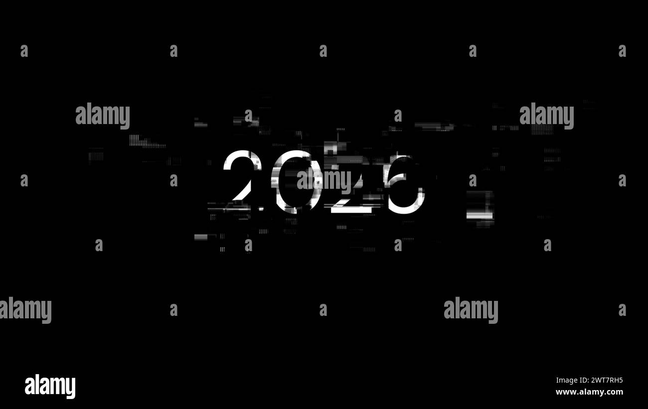 Rendu 3D 2026 texte avec effets d'écran des échecs technologiques. Spectaculaire pépin d'écran avec divers types d'interférences Banque D'Images