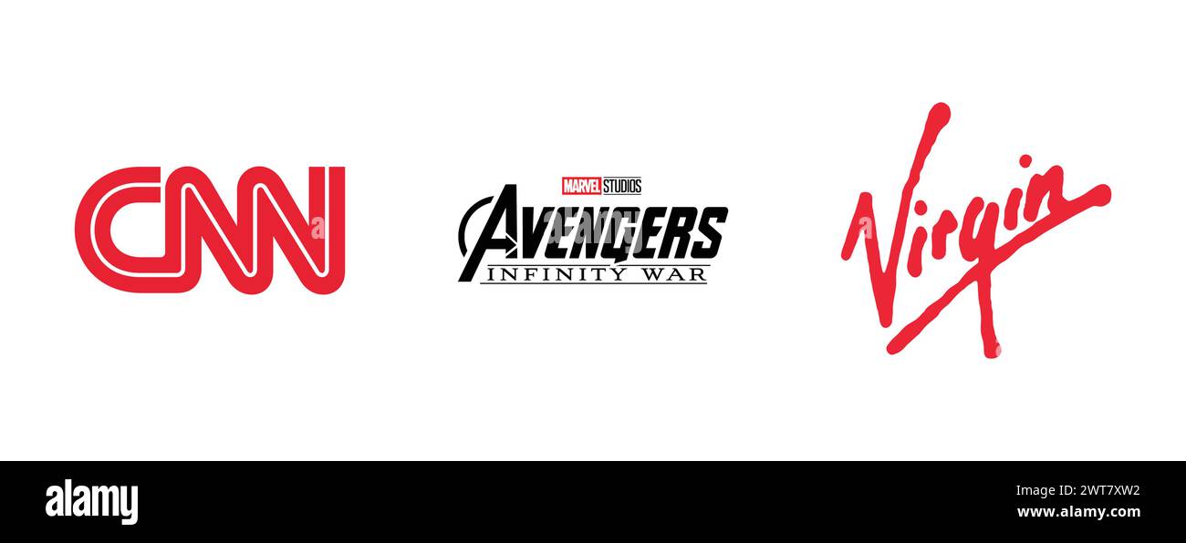 CNN, Avengers Infinity War, Virgin. Collection de logos vectoriels éditoriaux. Illustration de Vecteur