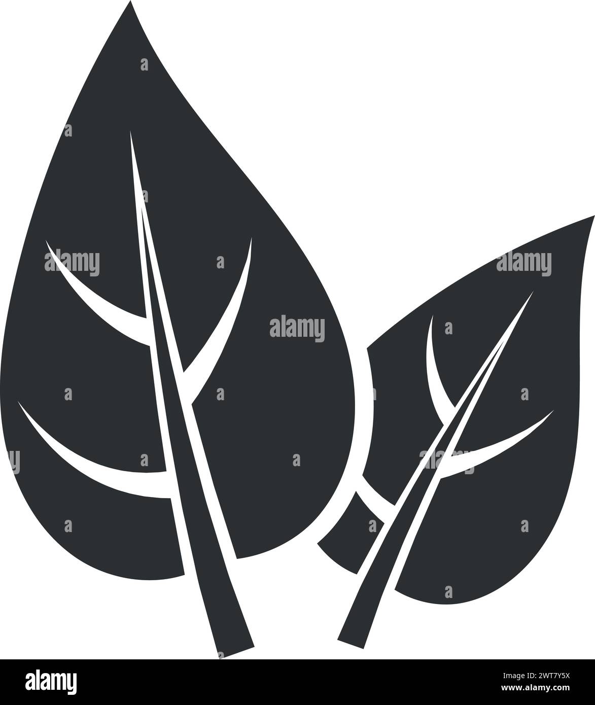 Icône feuilles noires. Symbole de la nature. Panneau d'installation Illustration de Vecteur