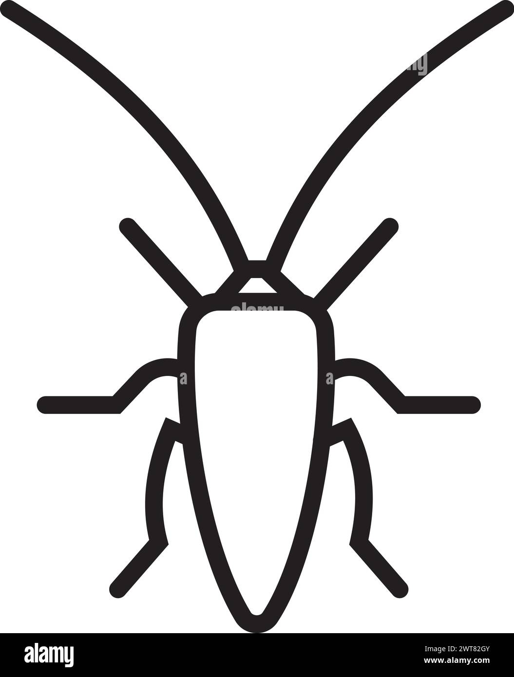 Icône linéaire cafard. Symbole parasite. Signe d'entomologie Illustration de Vecteur