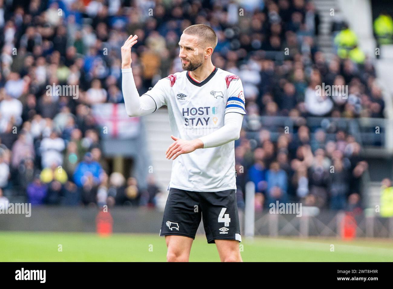 Conor Hourihane, milieu de terrain du comté de Derby (4 ans) lors du match Derby County FC v Bolton Wanderers FC SKY BET EFL League 1 au Pride Park Stadium, Derby, Angleterre, Royaume-Uni le 16 mars 2024 Credit : Every second Media/Alamy Live News Banque D'Images