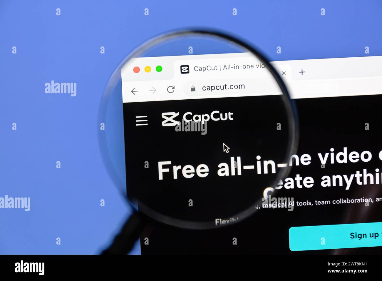 Ostersund, Suède - 18 juin 2023 : site web CapCut. CapCut, anciennement Jianying en Chine, est une application de montage vidéo gratuite. Banque D'Images