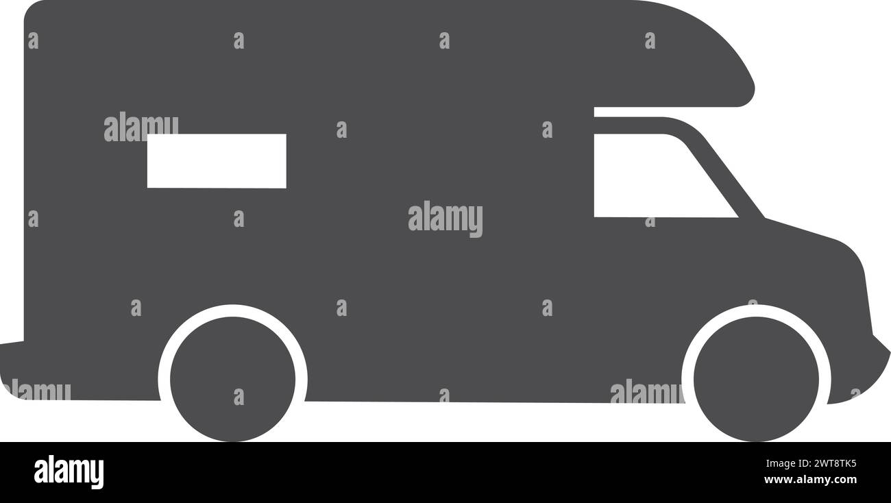 Icône noire du camping-car. Symbole de transport Illustration de Vecteur