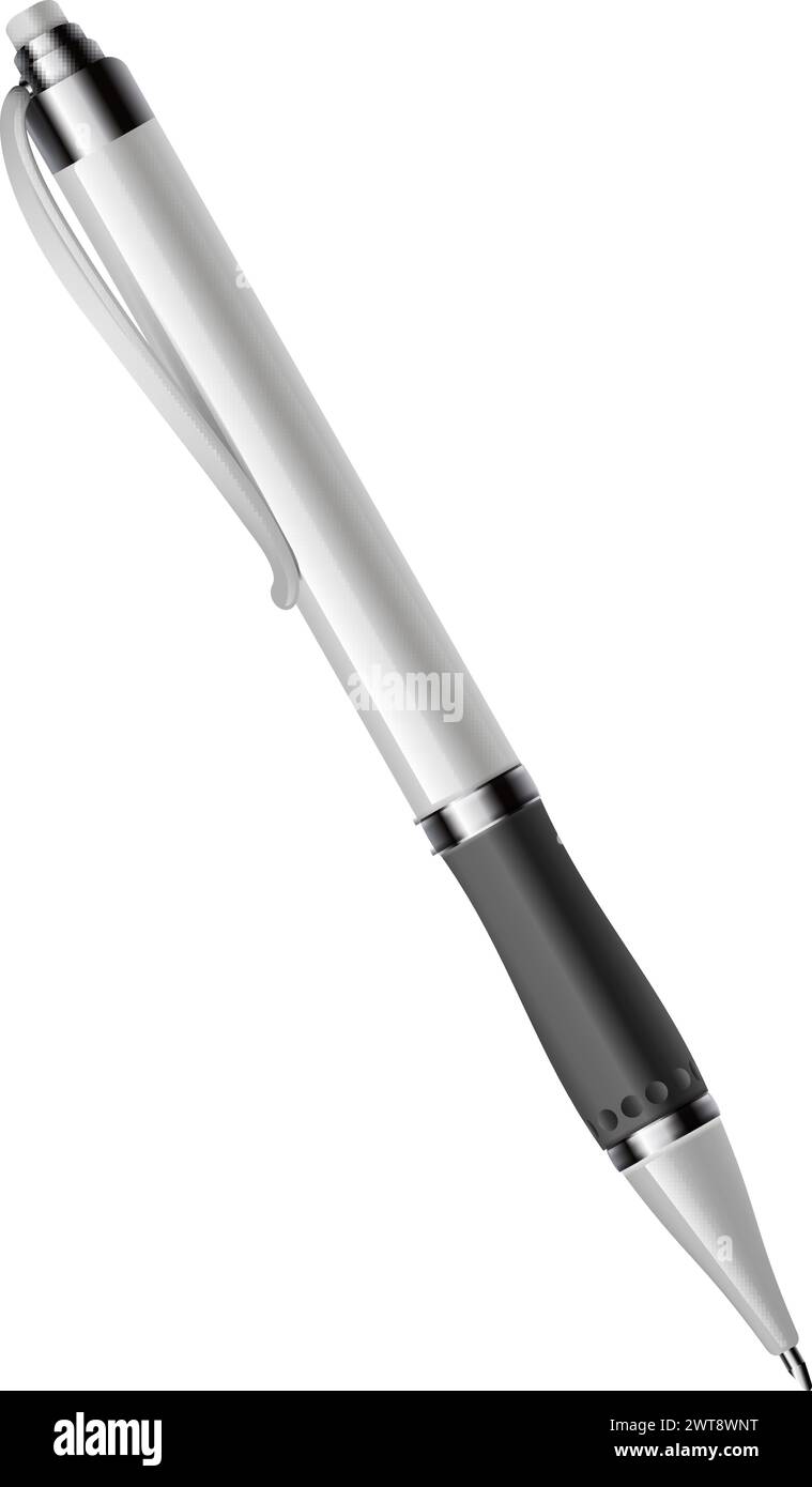 Maquette réaliste de stylo. Outil d'écriture à bille de bureau Illustration de Vecteur
