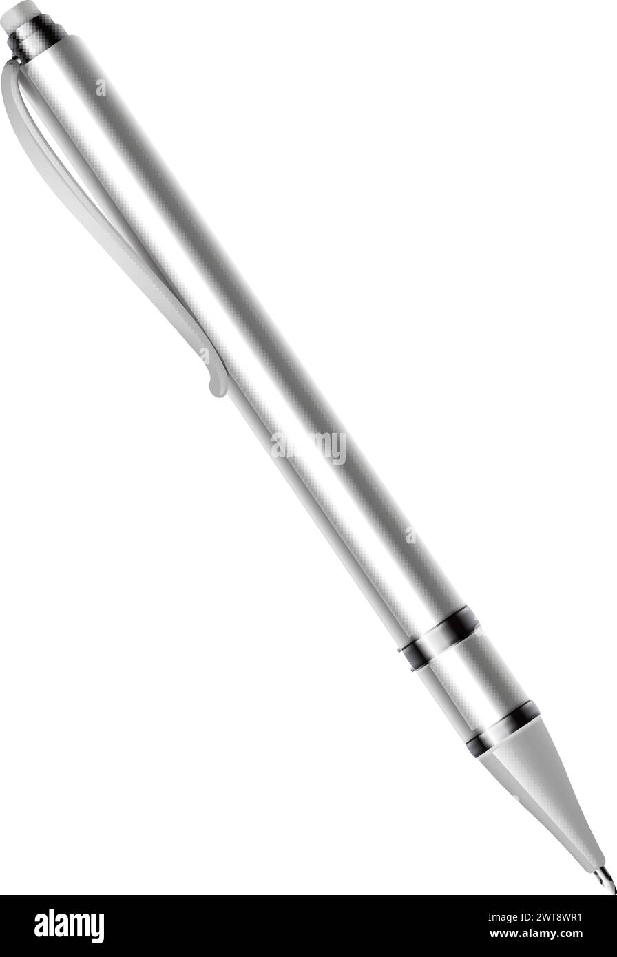 Stylo à bille réaliste métal Blank marque maquette Illustration de Vecteur