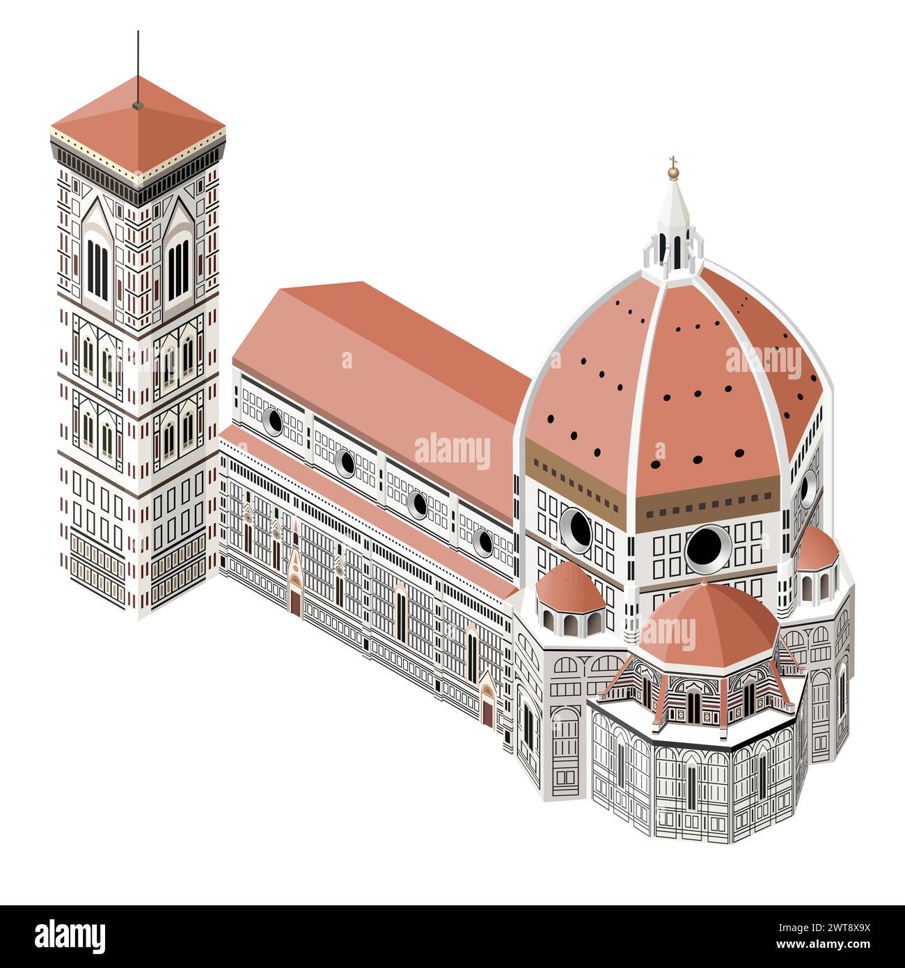 La cathédrale de Santa Maria del Fiore illustration vectorielle isométrique Illustration de Vecteur