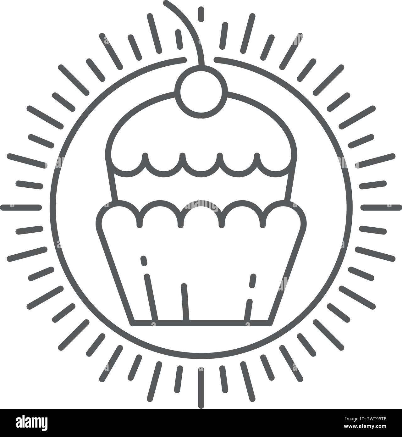 Logo cupcake. Icône de pâte sucrée fine Illustration de Vecteur