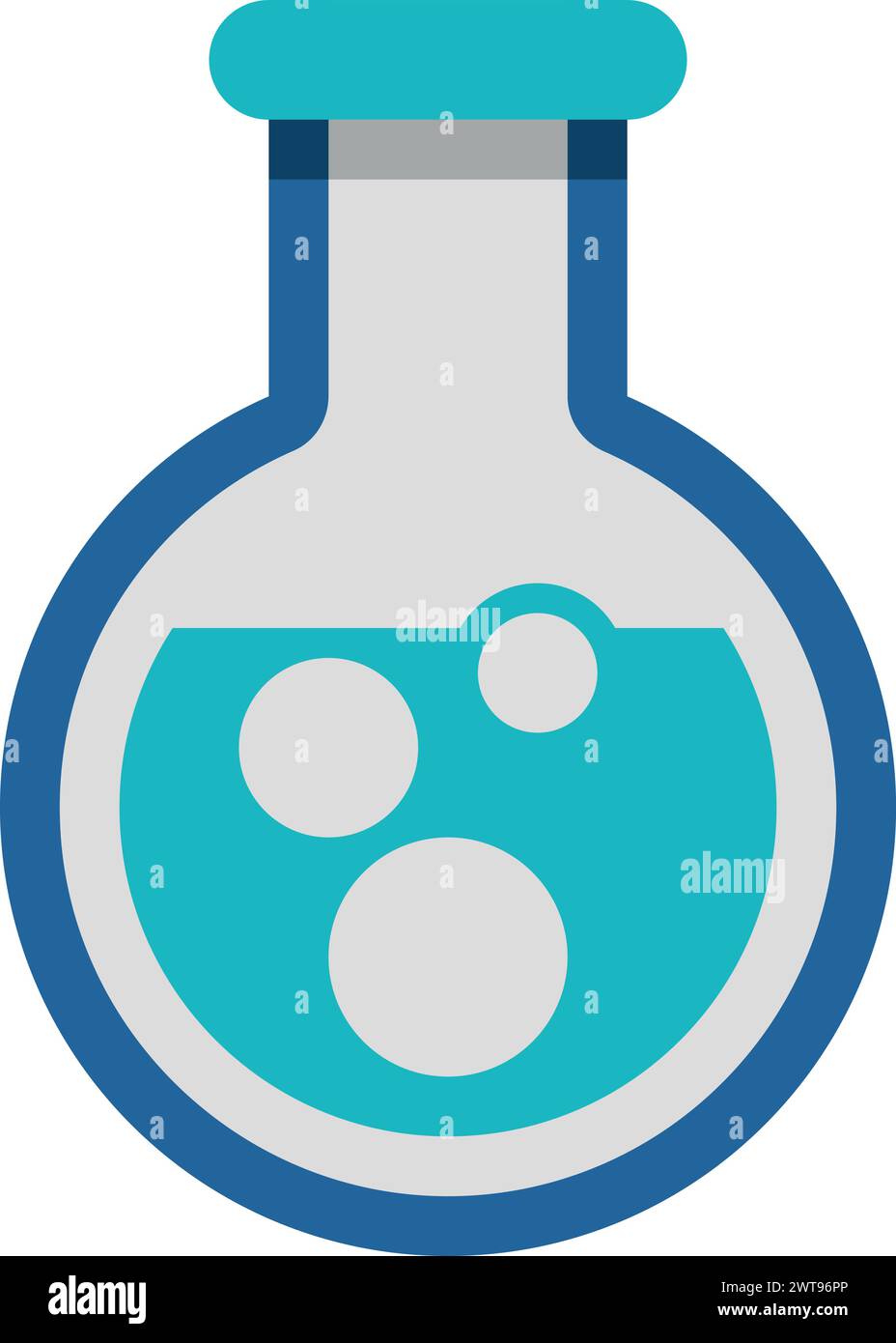 Flacon chimique avec icône liquide plat. Expérience en laboratoire Illustration de Vecteur