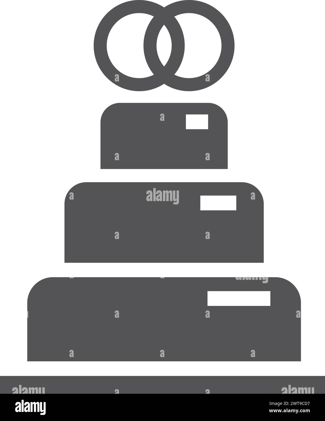 Icône noire de gâteau de mariage. Dessert sucré des fêtes Illustration de Vecteur