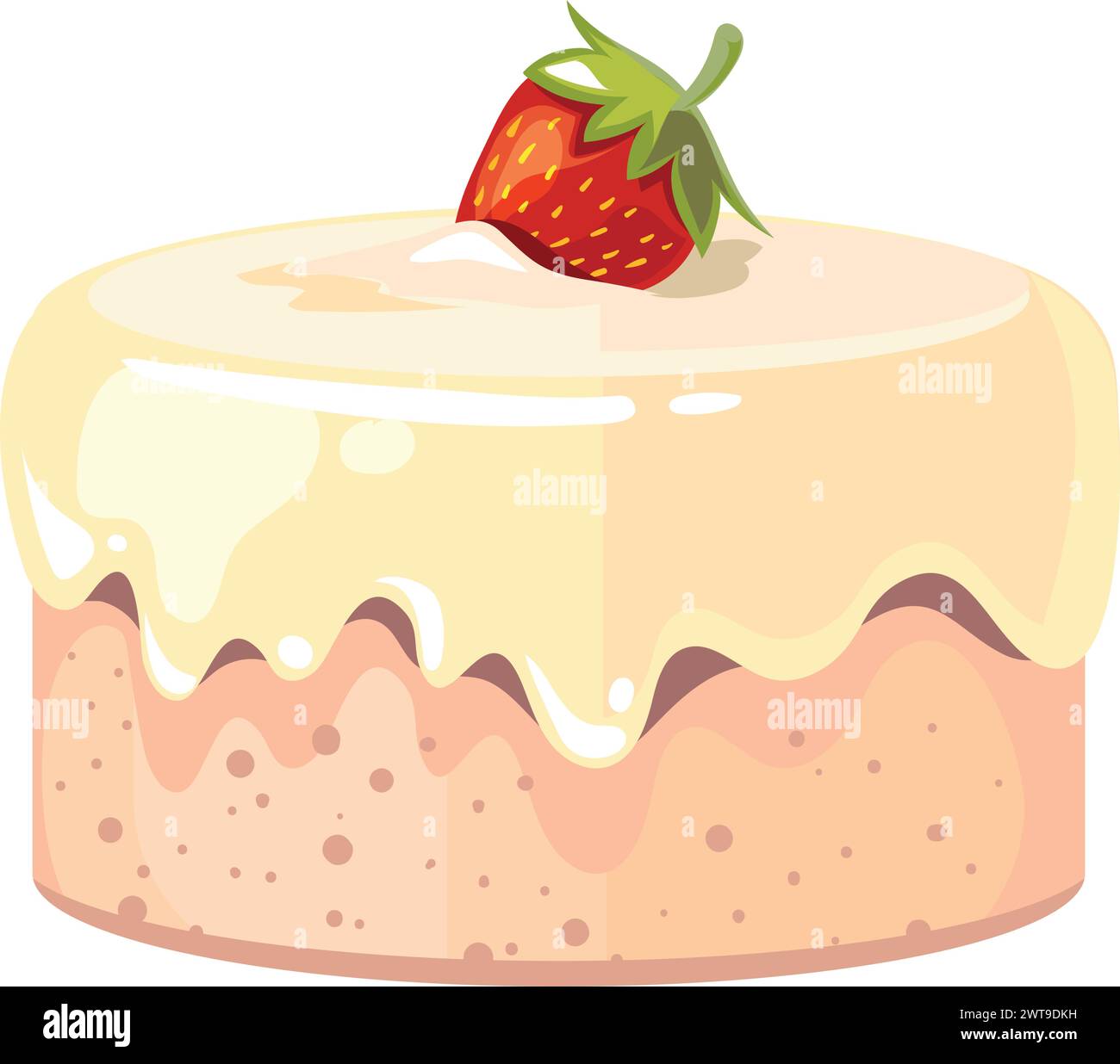 Tarte sucrée à la fraise. Icône de gâteau savoureux de dessin animé Illustration de Vecteur