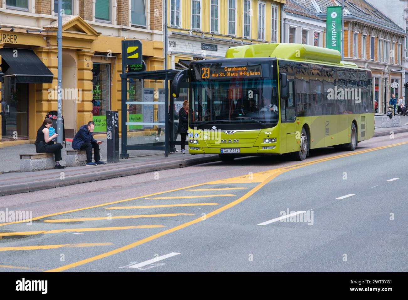 Trondheim, Norvège - 13 juillet 2023 : bus urbain ATB à Trondheim Banque D'Images
