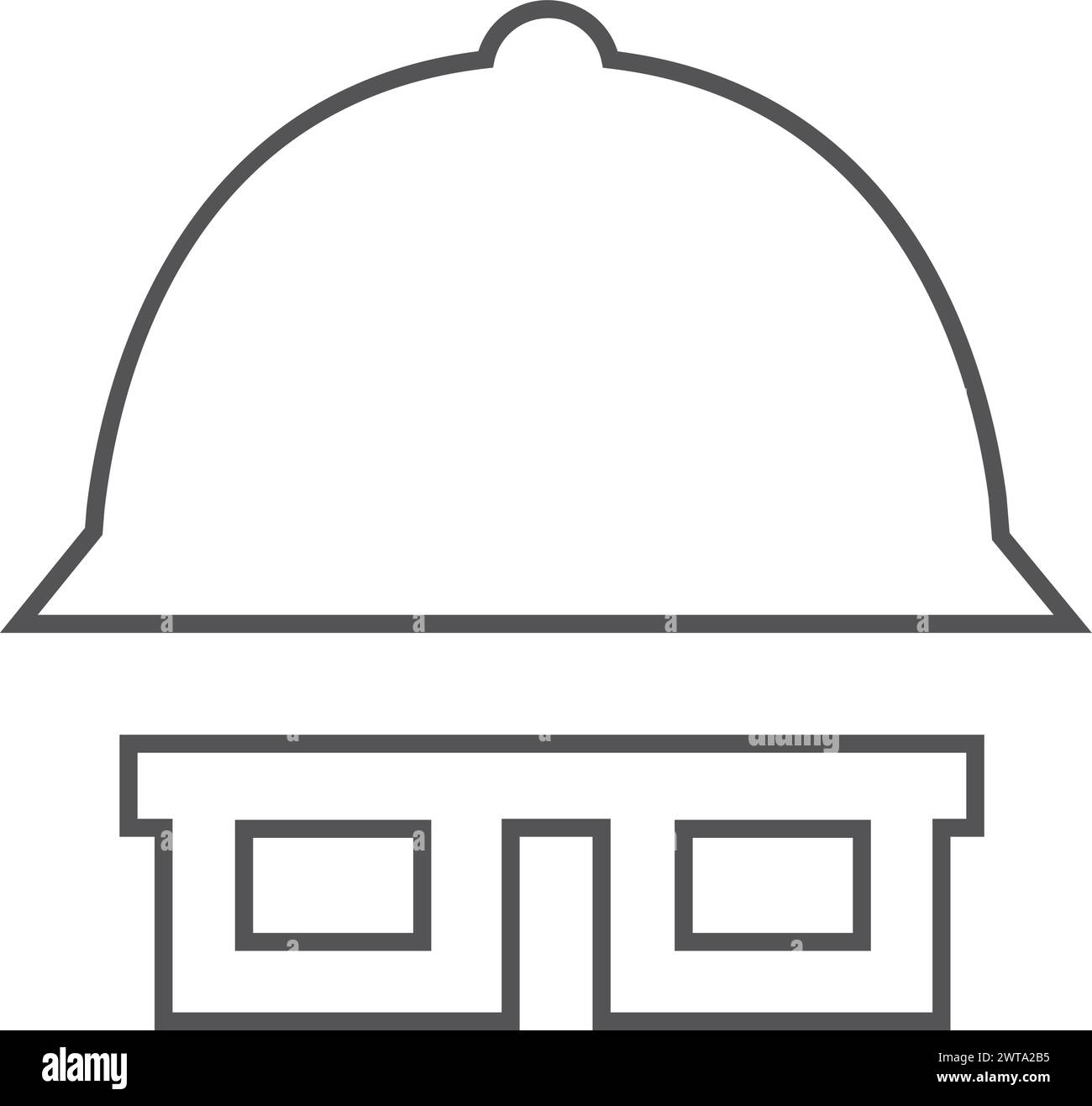 Icône de ligne de casque et de lunettes de sécurité Illustration de Vecteur