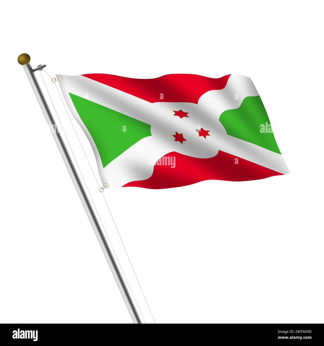 Burundi drapeau sur le pôle 3d illustration Banque D'Images