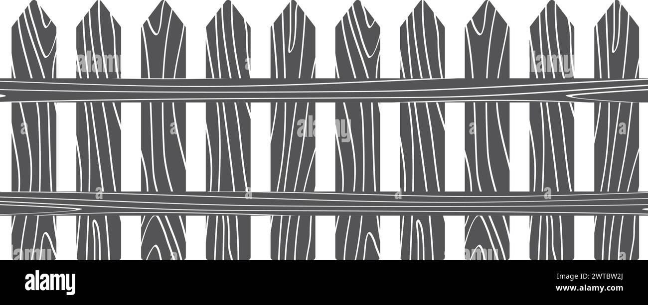 Clôture en planches de bois. Barrière forestière agricole rurale Illustration de Vecteur