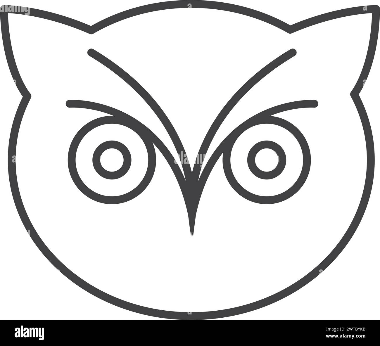 Icône tête de hibou. Symbole de ligne d'oiseau sauvage sage Illustration de Vecteur