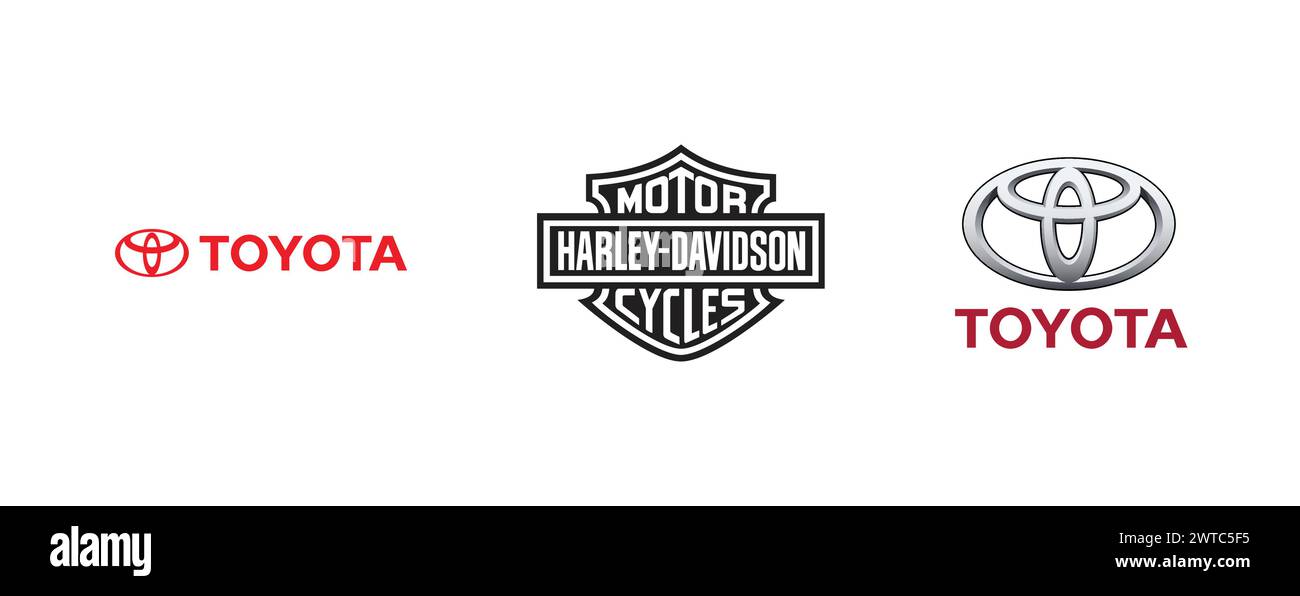 Toyota, Harley Davidson, Audi, Ford, Volkswagen. Collection de logos vectoriels éditoriaux. Illustration de Vecteur