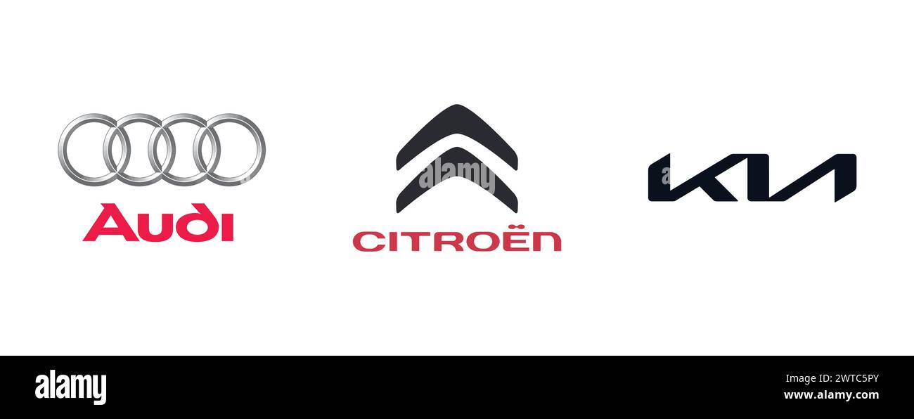 Citroën, Audi, KIA Nouveau 2021. Collection de logos vectoriels éditoriaux. Illustration de Vecteur
