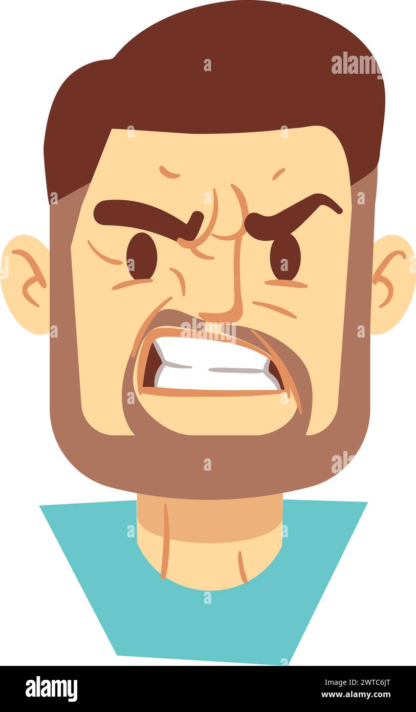 Homme en colère visage visage expression homme tête Illustration de Vecteur