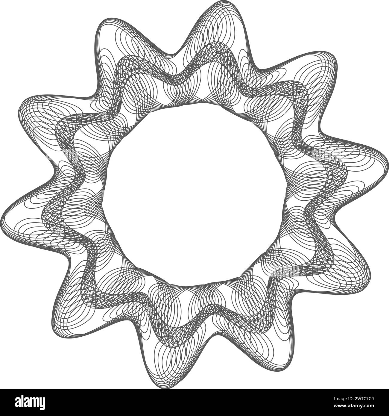 Filigrane monétaire. Emblème de sécurité financière. Signe radial Illustration de Vecteur
