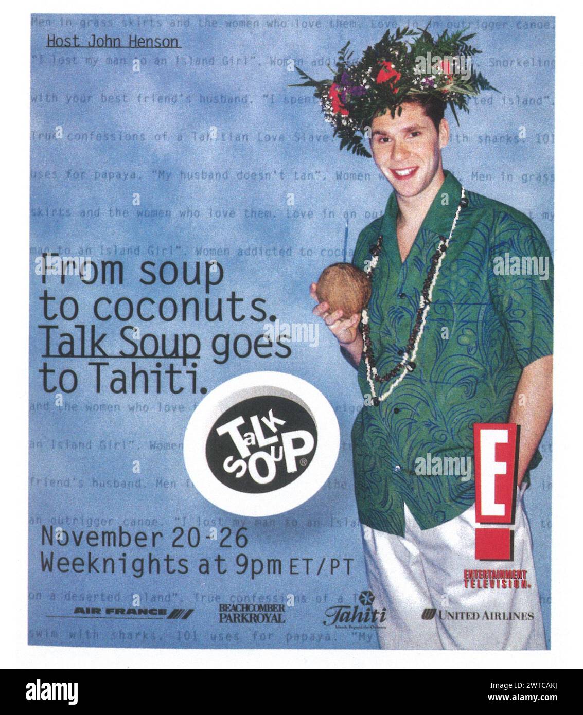 1995 Talk Soup va à la publicité Tahiti TV Series Banque D'Images
