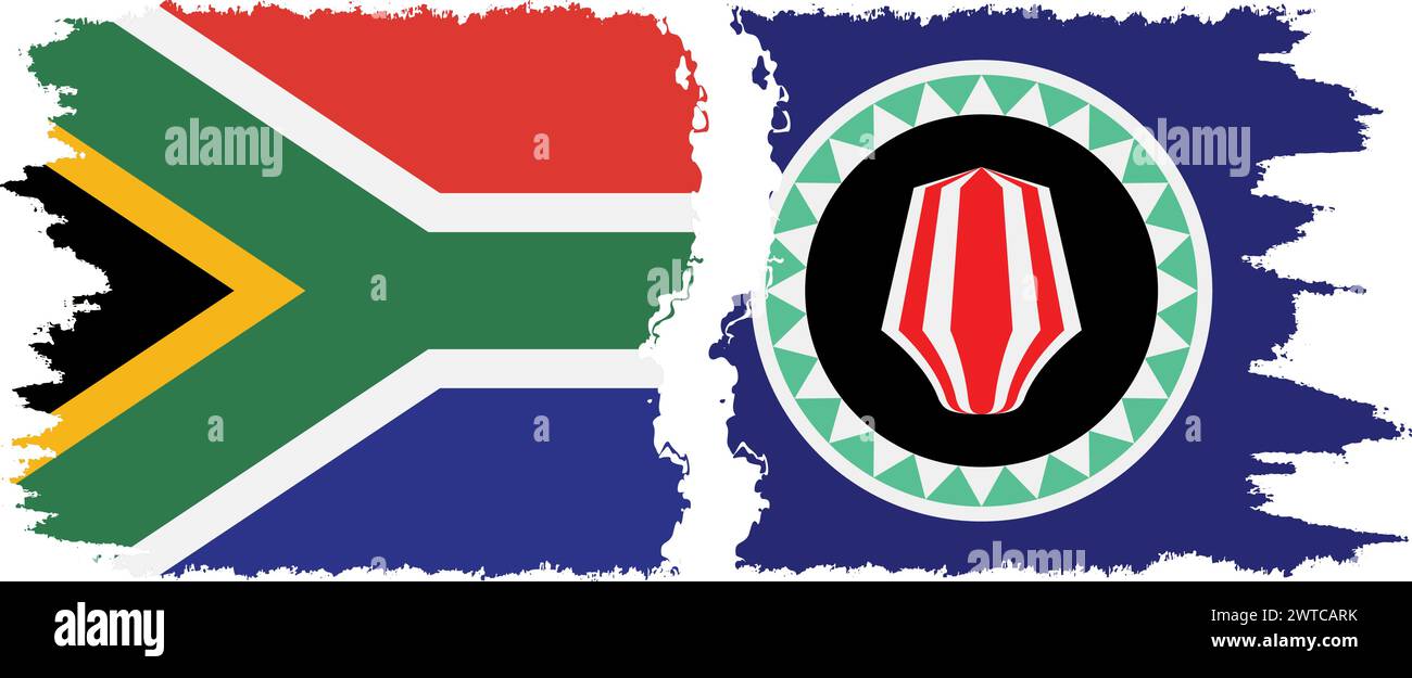 Bougainville et l'Afrique du Sud grunge drapeaux connexion, vecteur Illustration de Vecteur