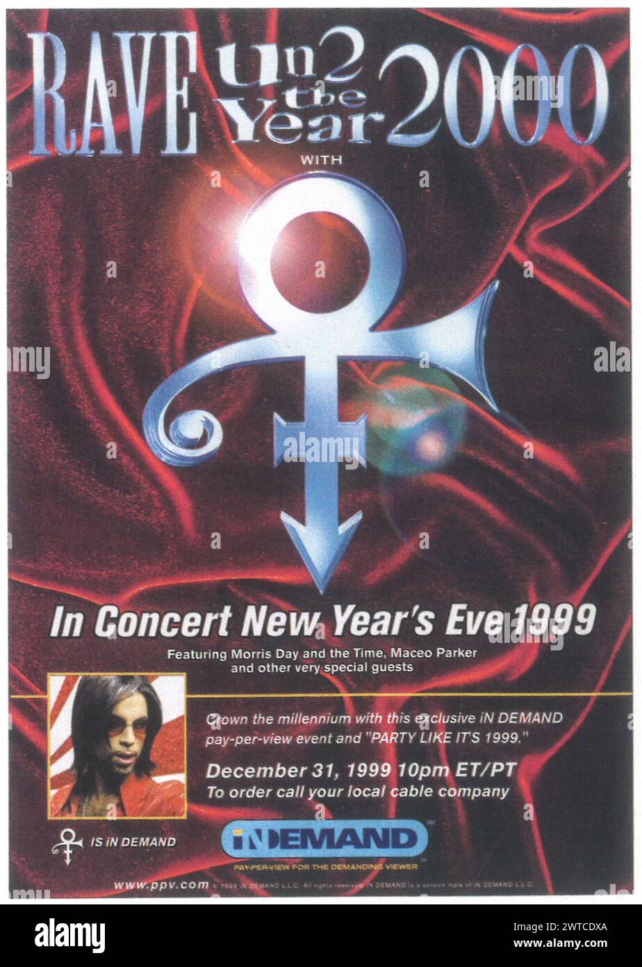 1999 Rave Un2 L'année 2000 - un concert Prince 1999 pay-per-view événement.affiche publicitaire - 31 décembre 1999 Banque D'Images