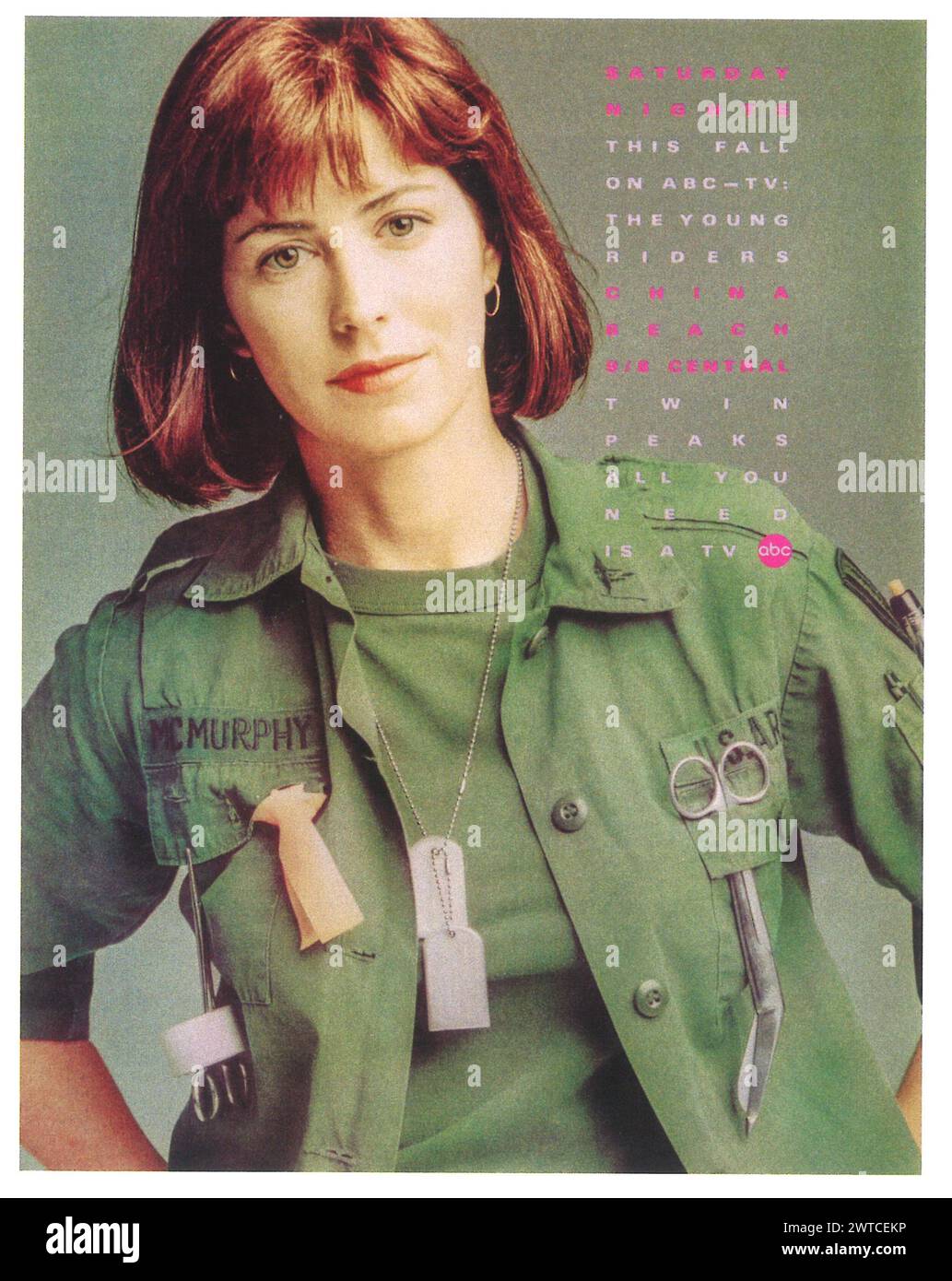 1990 annonce pour DANA DELANY - CHINA BEACH - Murphy - ABC TV drama - U.S. Army Banque D'Images