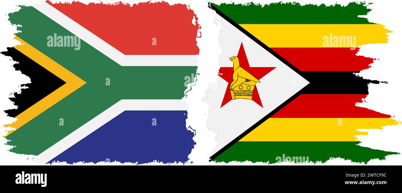 Zimbabwe et Afrique du Sud grunge drapeaux connexion, vecteur Illustration de Vecteur