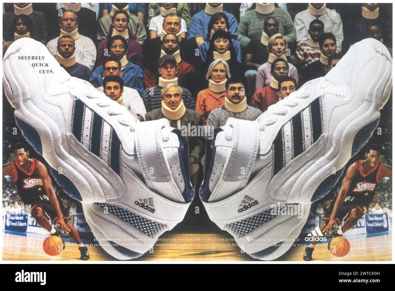 1998 Adidas Chaussures annonce avec Tim Thomas Sixers Basketball Banque D'Images
