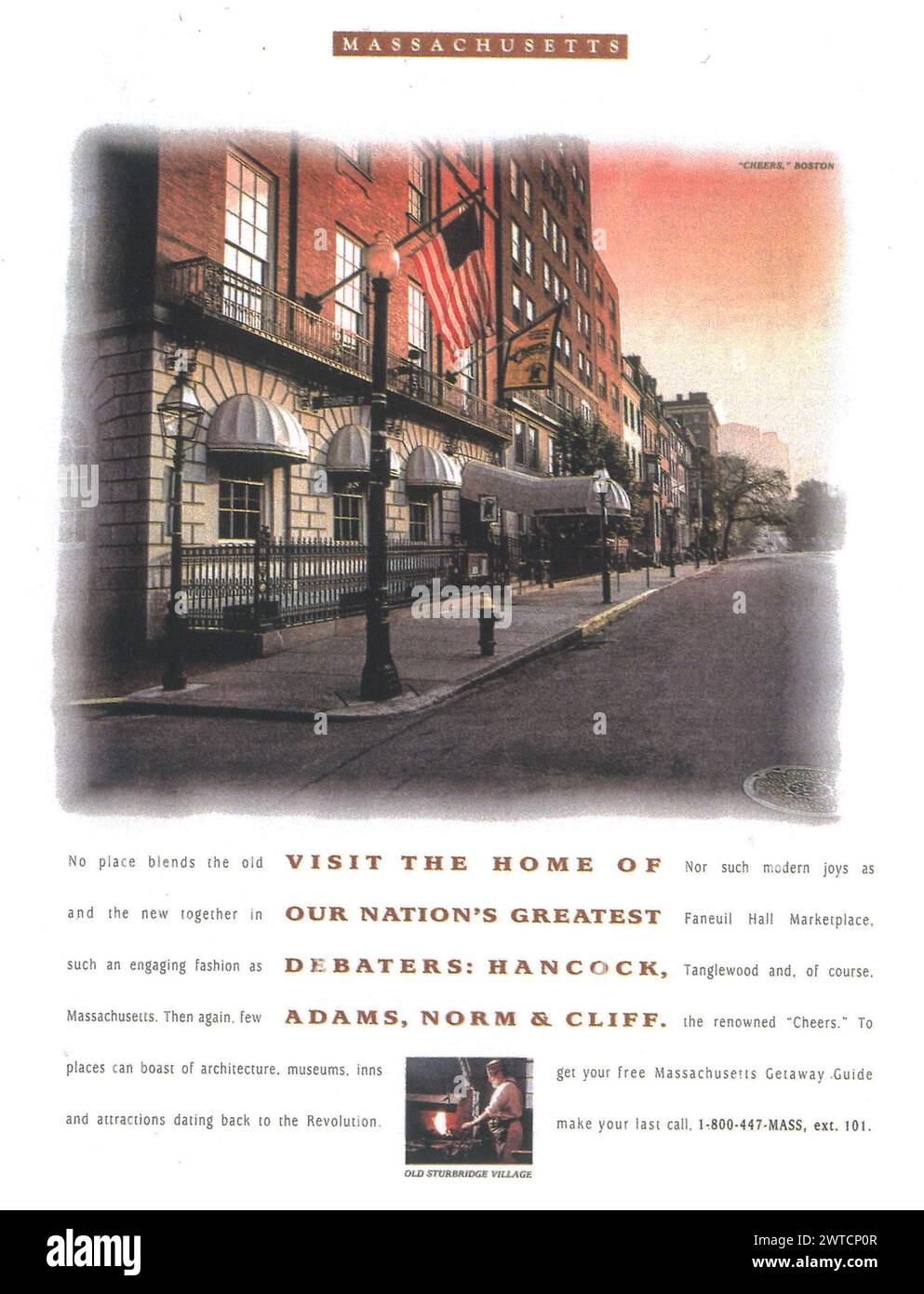 Annonce promotionnelle Massachusetts 1994. Cheers bar Boston Building Banque D'Images