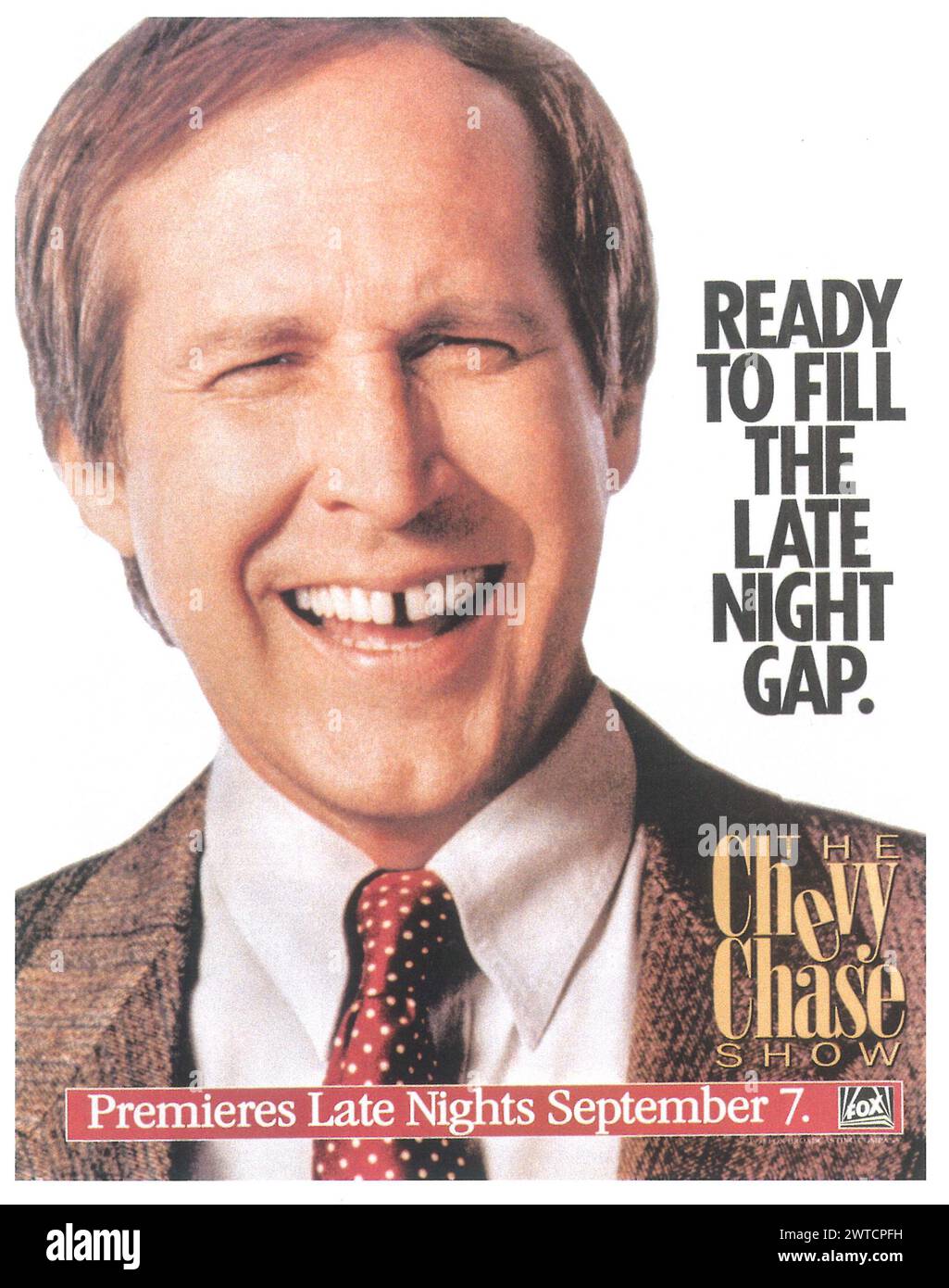 Affiche promotionnelle The Chevy Chase Show 1993 publicité télévisée Fox Banque D'Images