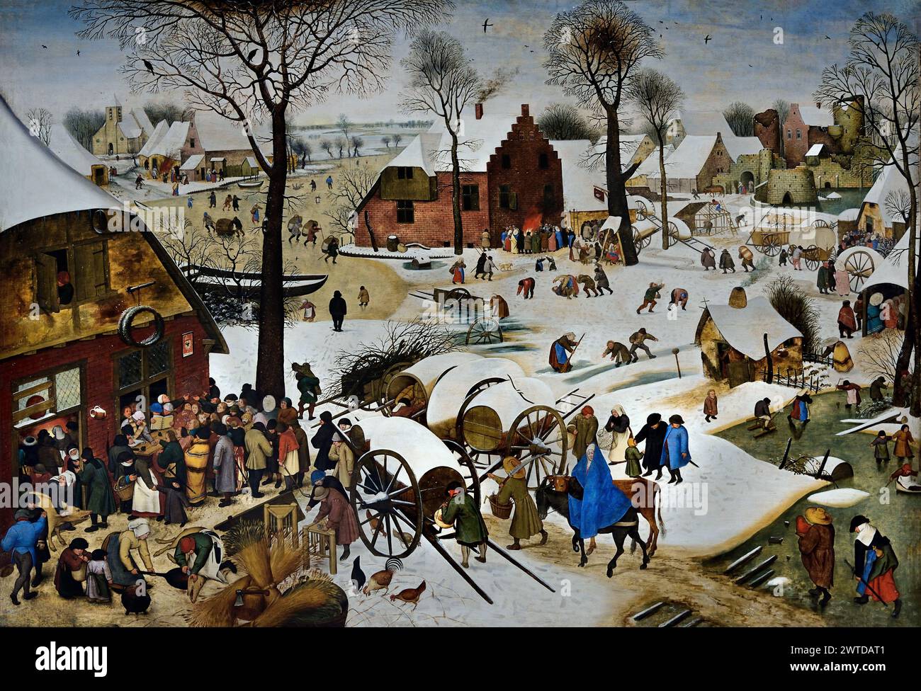 Le recensement du peuple à Bethléem par Pieter Brueghel le jeune 1564-1637, la famille Brueghel ( Bruegel ou Breughel ), peintres flamands XVIe - XVIIe siècle, belge, Belgique Banque D'Images