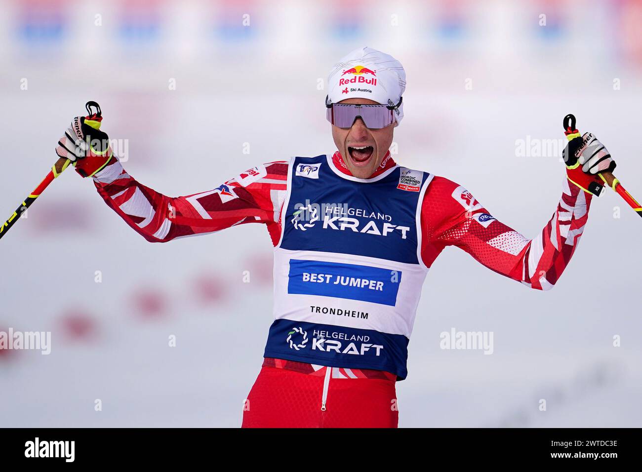 Trondheim 20240317.Johannes Lamparter a remporté la course combinée lors de la finale de la coupe du monde combinée à Granåsen. Photo : Ole Martin Wold / NTB Banque D'Images