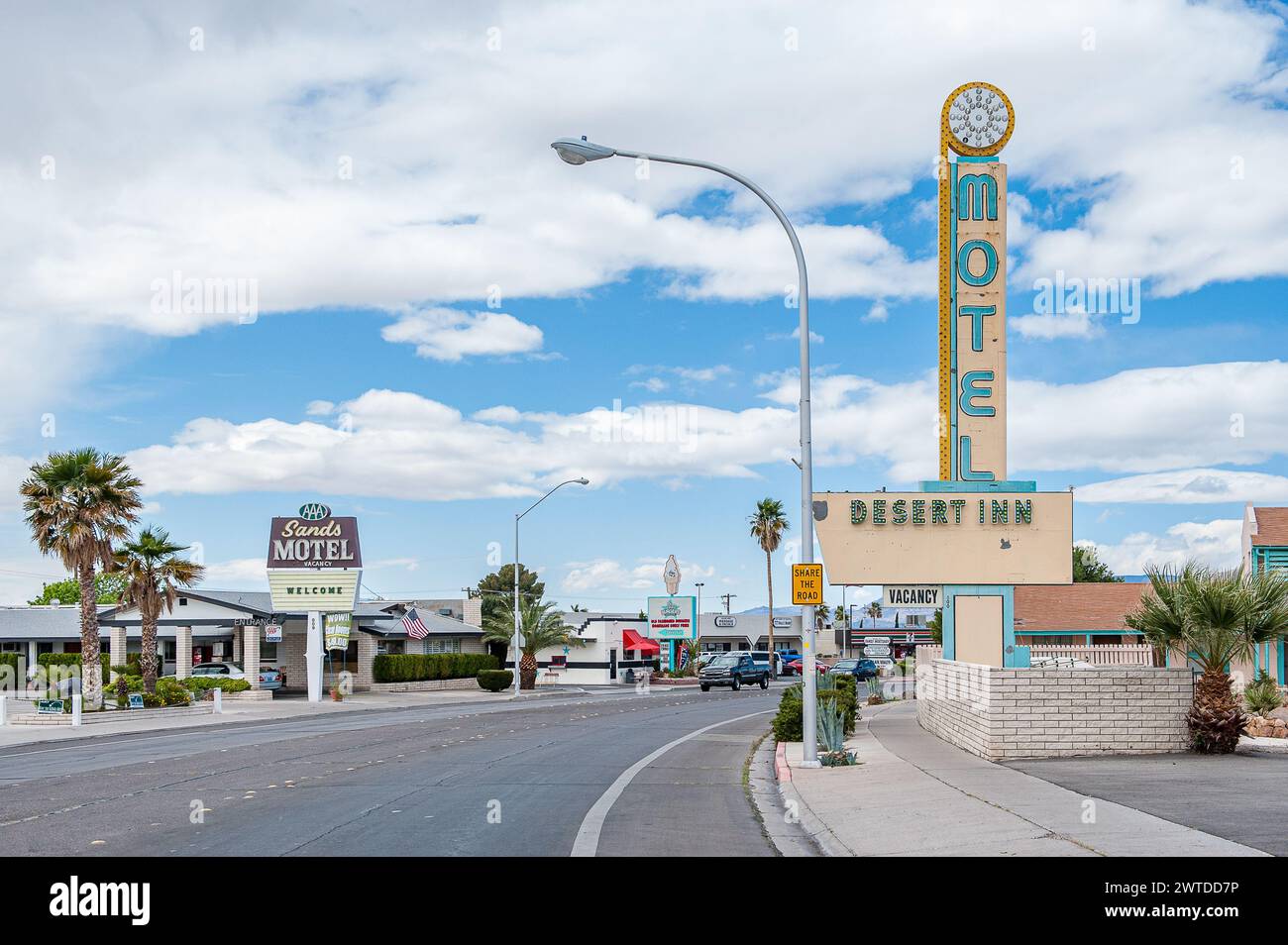 Motels d'époque à Boulder City, Nevada. C'est l'un des deux endroits de l'État pour interdire le jeu. Banque D'Images