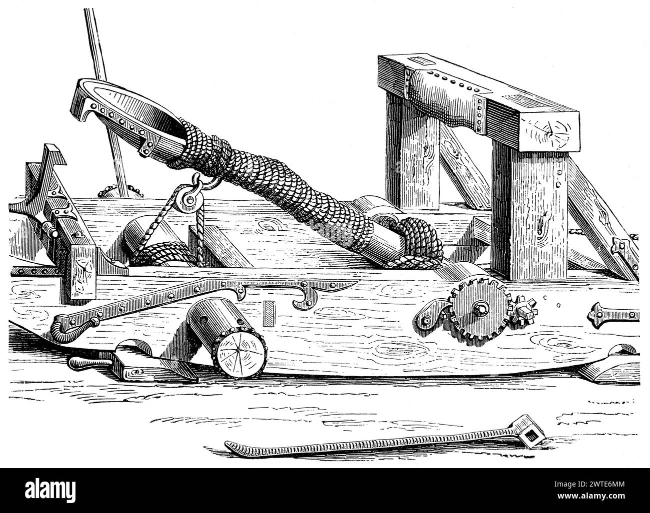 Un onager, un moteur de siège romain à torsion Banque D'Images