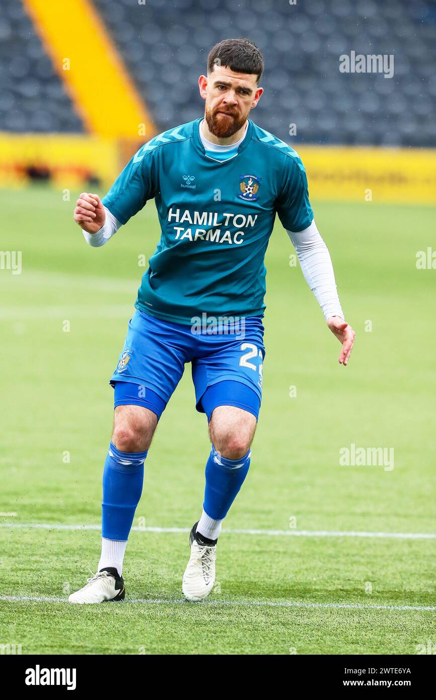 LIAM DONNELLY, footballeur professionnel, joue actuellement pour le club de Kilmarnock. Image prise lors d'un entraînement et d'un échauffement avant match Banque D'Images