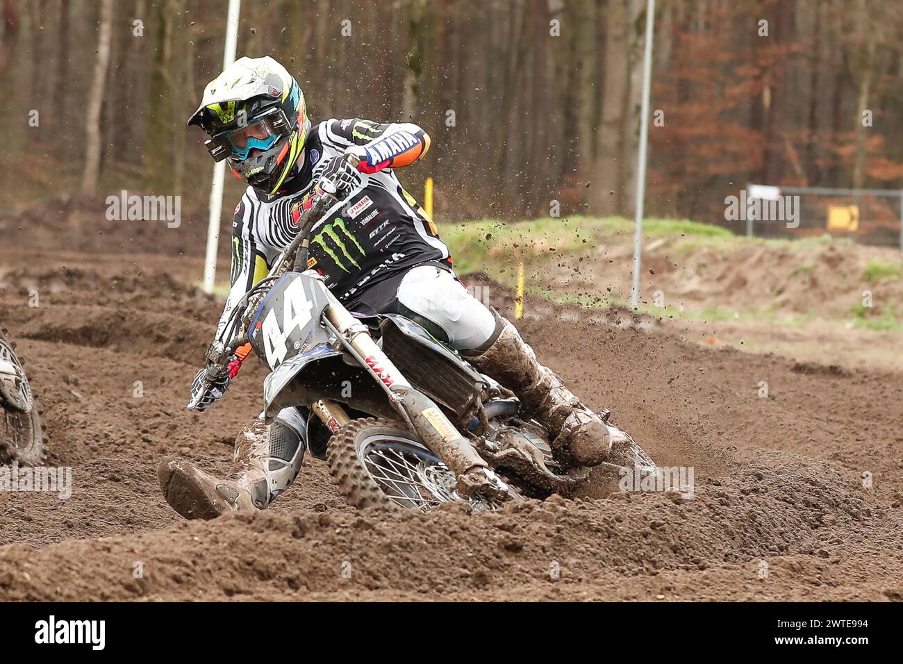 Harfsen, PAYS-BAS - 17 MARS : Rick Elzinga NED Yamaha Yamaha Factory Racing MX2 lors de la 1ère manche 250cc sur la première manche du Masters of M néerlandais Banque D'Images