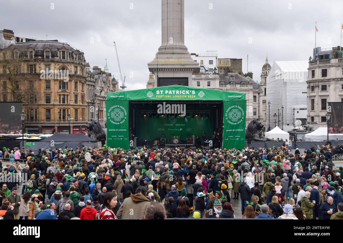 Londres, Royaume-Uni. 17 mars 2024. Fête de la St Patrick à Trafalgar Square. Crédit : Vuk Valcic/Alamy Live News Banque D'Images