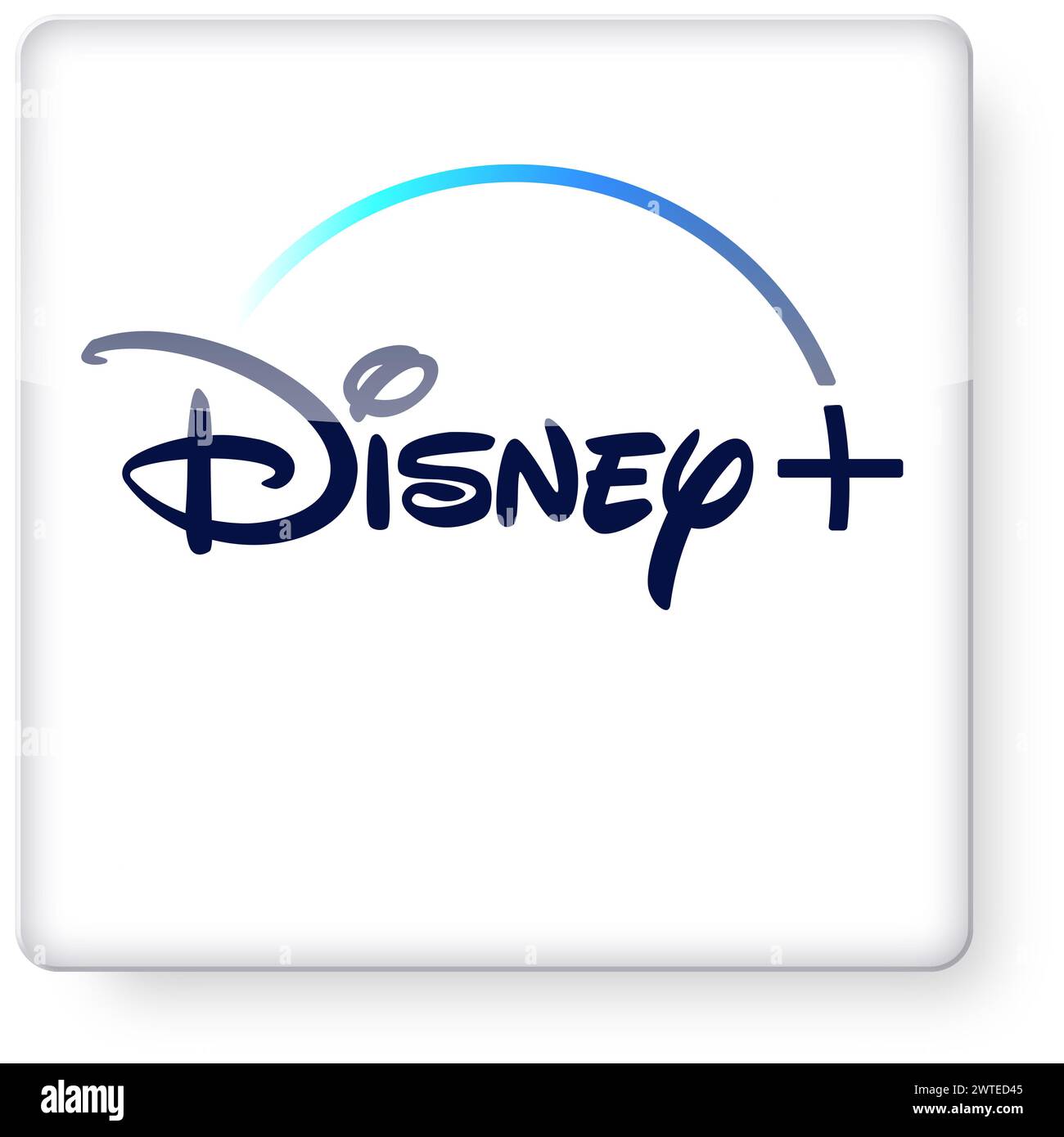 Logo Disney+ en tant qu'icône d'application. Chemin de détourage inclus. Banque D'Images