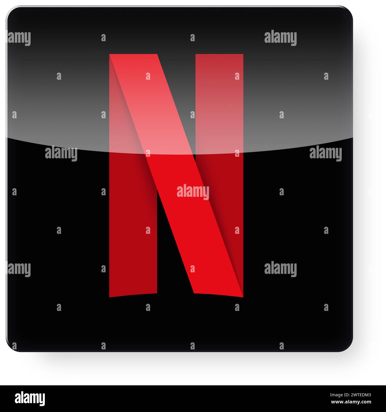 Logo Netflix comme une icône de l'application. Chemin de détourage inclus. Banque D'Images