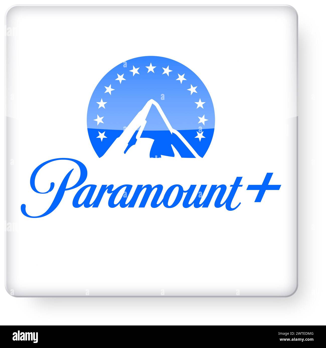 Logo Paramount+ comme icône d'application. Chemin de détourage inclus. Banque D'Images