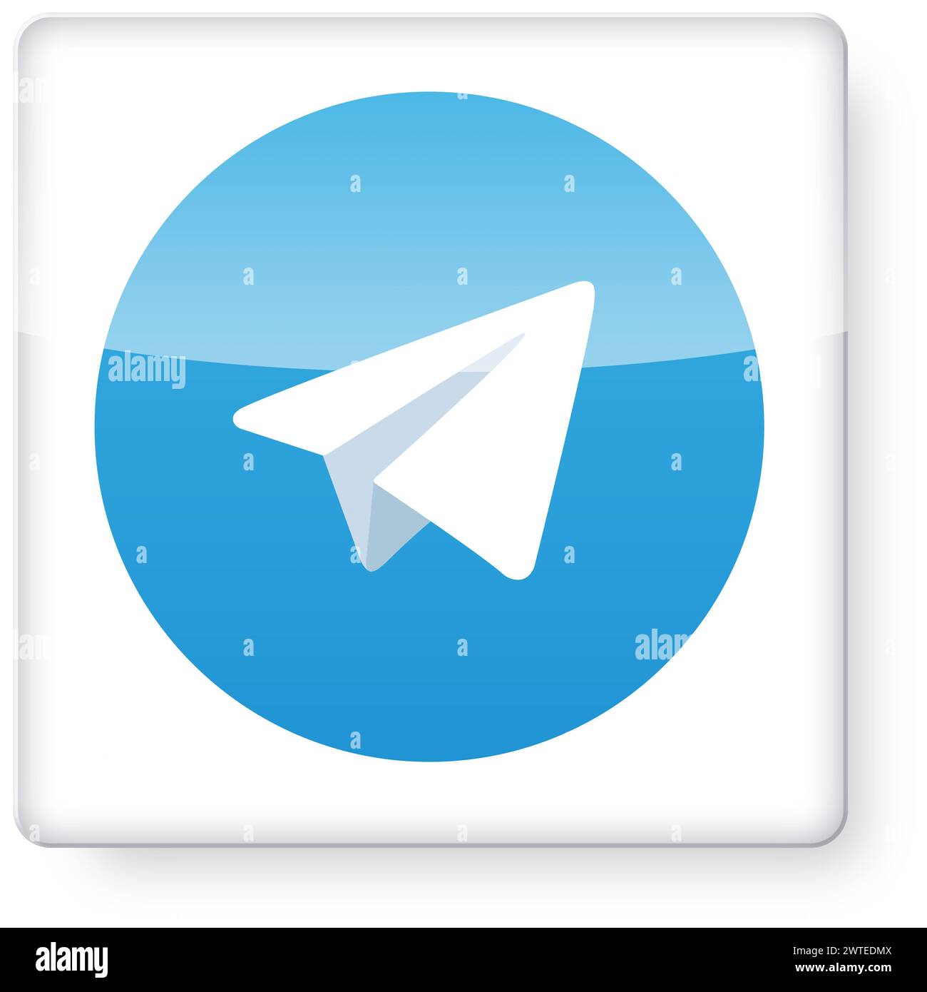Logo Telegram comme icône d'application. Chemin de détourage inclus. Banque D'Images