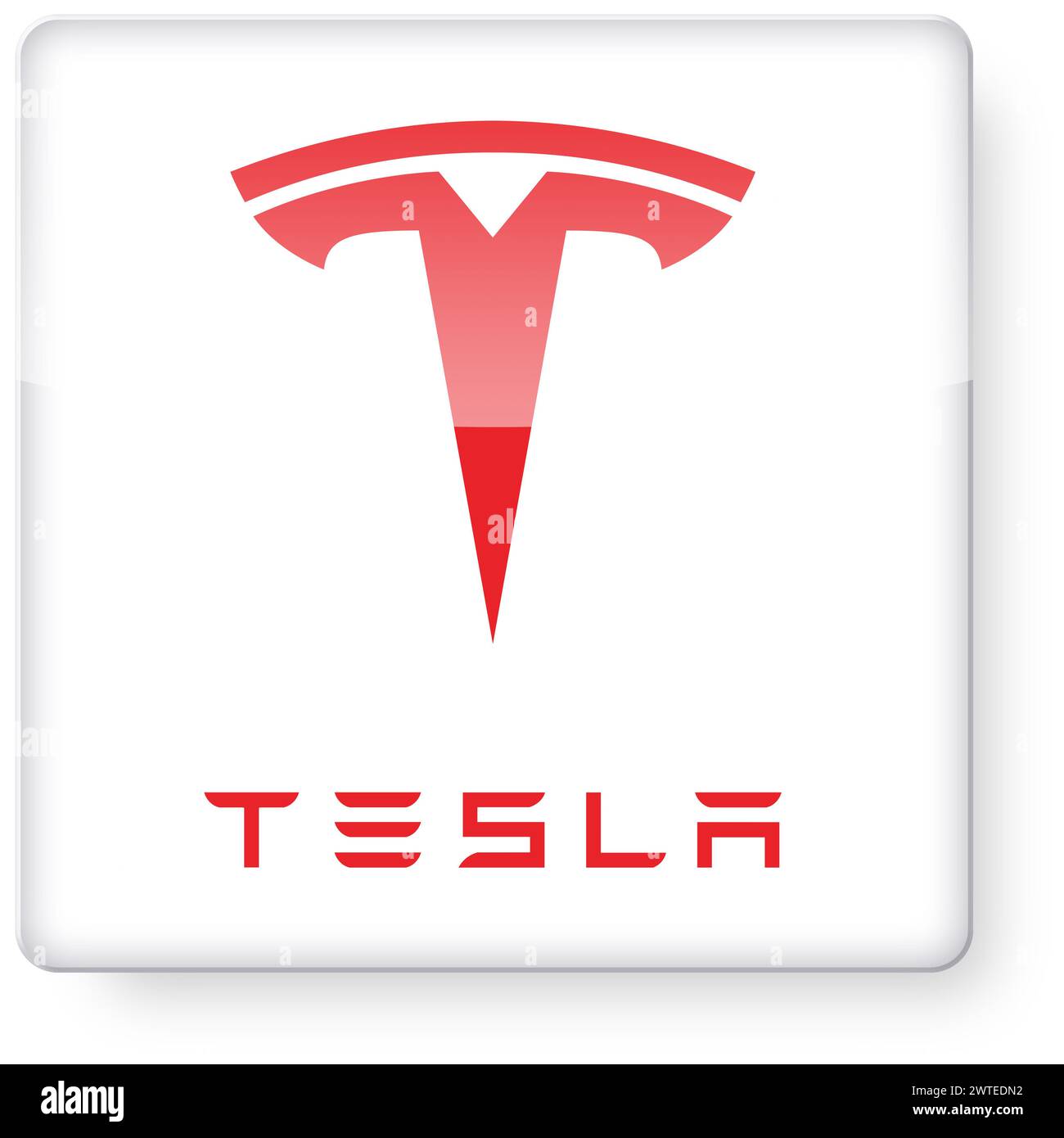 Logo Tesla comme icône d'application. Chemin de détourage inclus. Banque D'Images