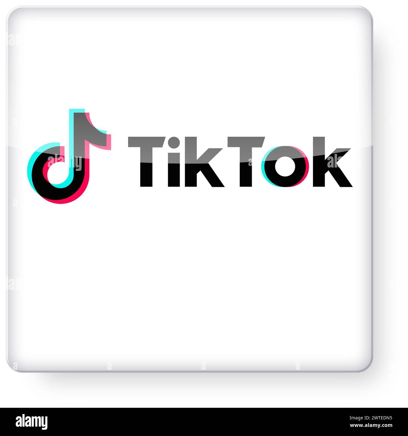 Logo TikTok comme icône d'application. Chemin de détourage inclus. Banque D'Images