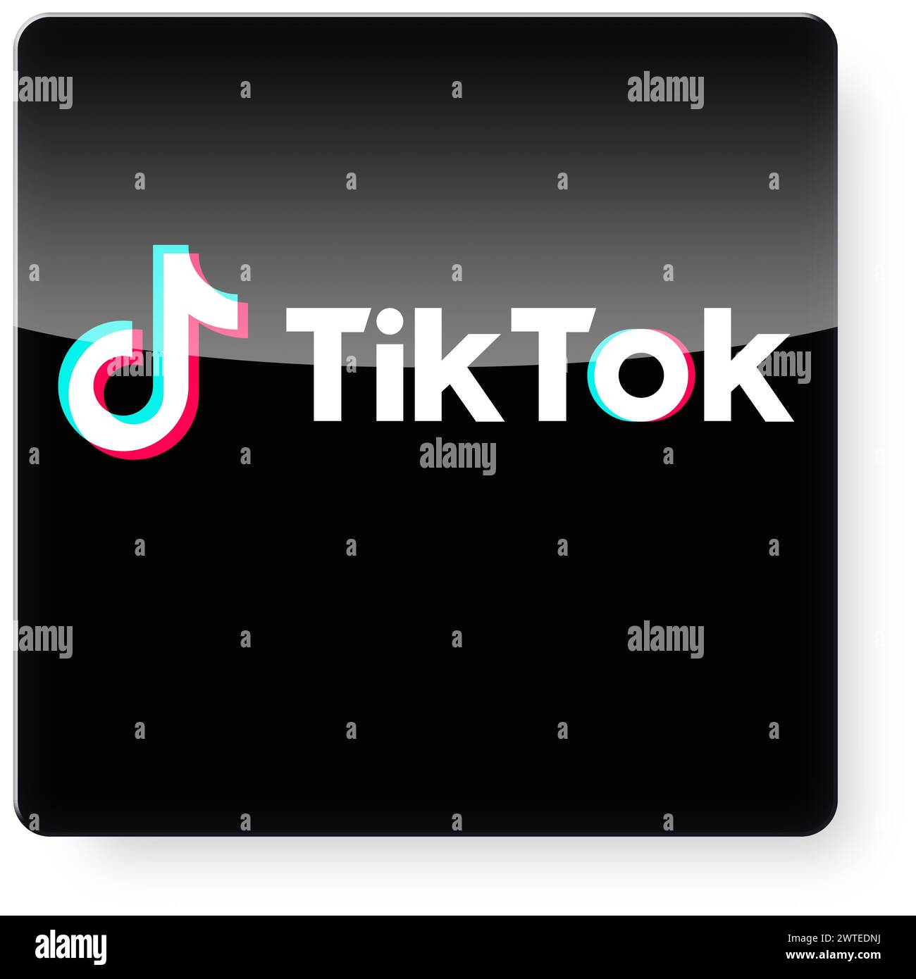 Logo TikTok comme icône d'application. Chemin de détourage inclus. Banque D'Images