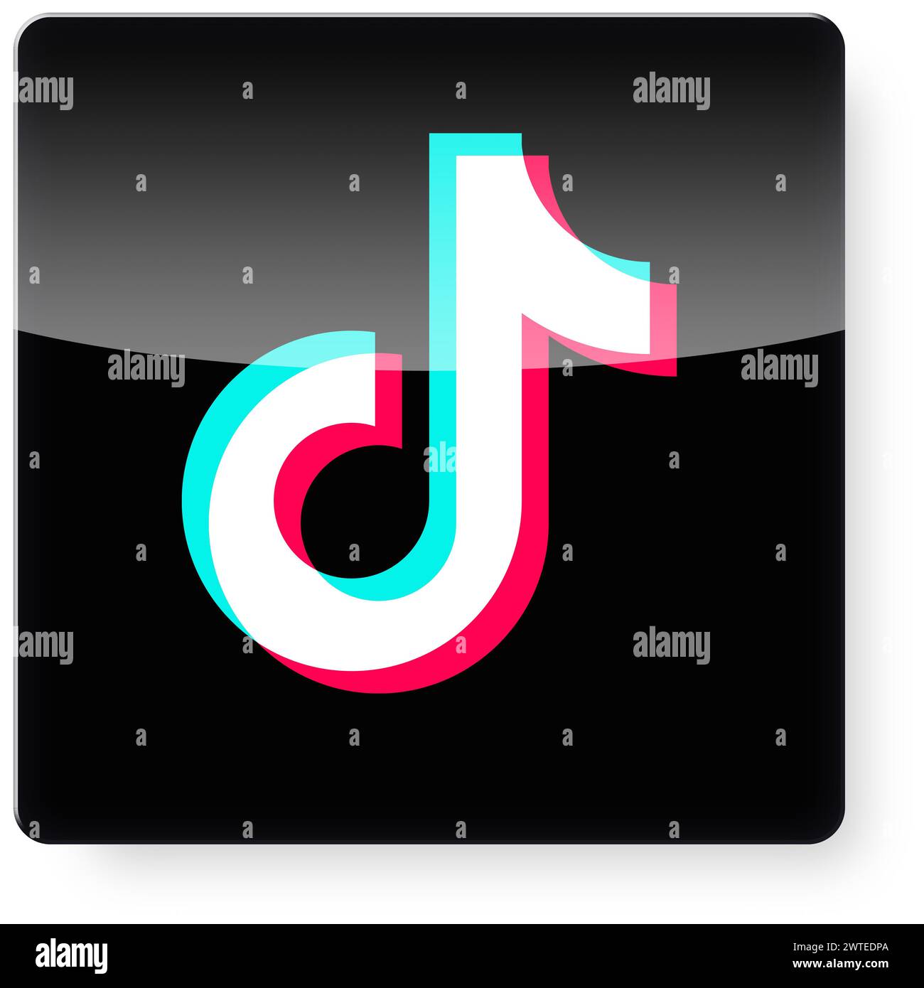 Logo TikTok comme icône d'application. Chemin de détourage inclus. Banque D'Images