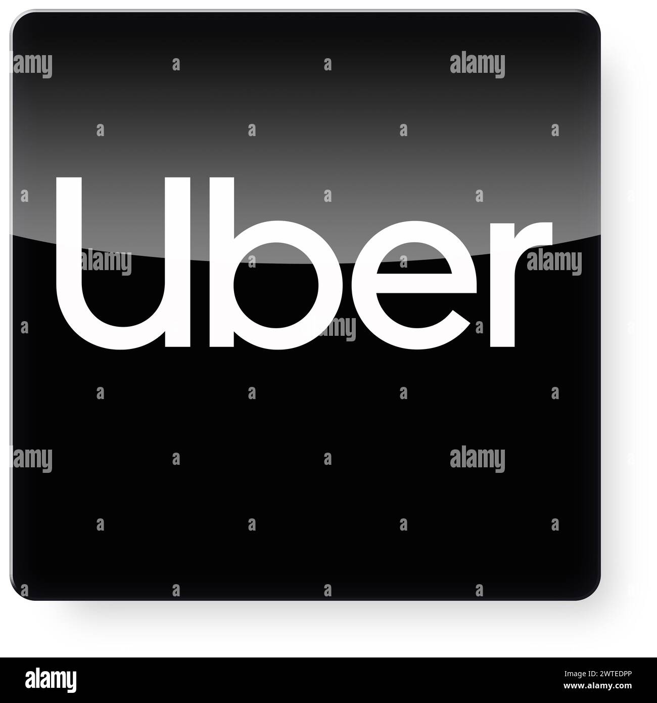 Logo Uber comme icône d'application. Chemin de détourage inclus. Banque D'Images